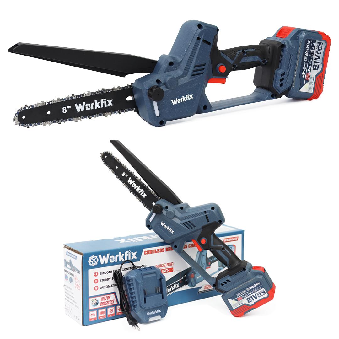 Máy cưa xích Workfix WF-CS0802PRO, 8 inch, không chổi than, tra nhớt tự động