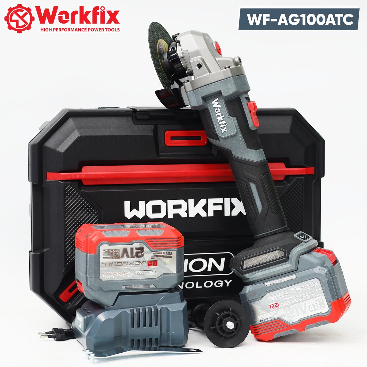 Máy mài pin Workfix WF-AG100ATC, chống lật cổ tay, công tắc bóp, chính hãng